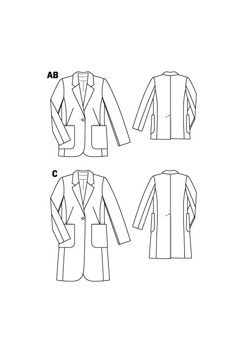 Выкройка Пальто однобортное приталенного кроя (Burda 6/2011, № выкройки 115 C)