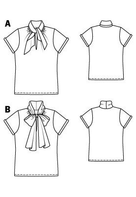 Pattern Blouse with a lush collar-bow (Burda 10/2010, pattern number 118 B)