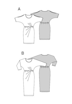 Выкройка Платье трикотажное с цельнокроенными рукавами (Burda 1/2014, № выкройки 6919 B)