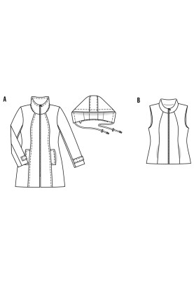 Выкройка Пальто короткое с воротником-стойкой (Burda 2/2017, № выкройки 6486 A)