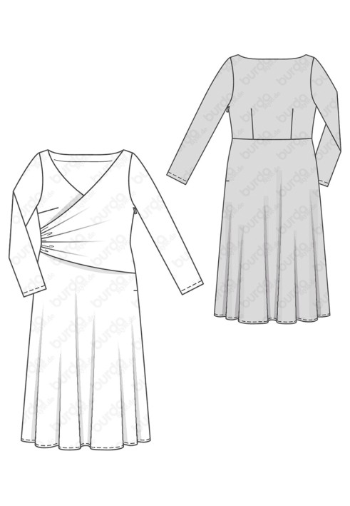 Pattern Knitted dress with a wide neckline and draperies (Burda 2/2016, pattern number 6619 A)