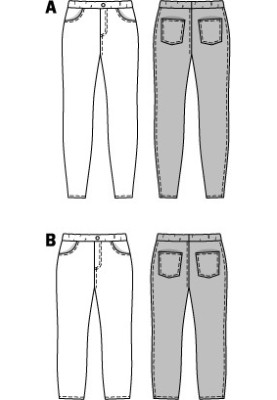 Выкройка Брюки джегинсы короткие (Burda 1/2014, № выкройки 6926 B)