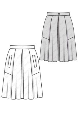 Pattern Skirt with deep opposite pleats (Burda 2/2018, pattern number 6386 B)