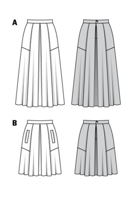 Pattern Skirt with deep opposite pleats (Burda 2/2018, pattern number 6386 B)