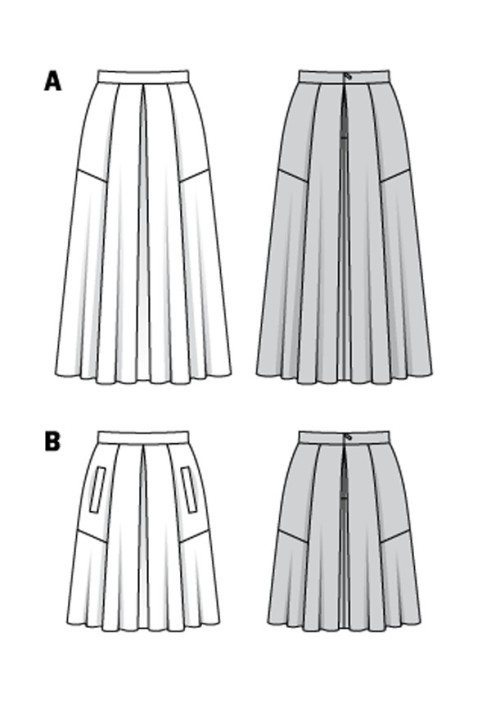 Pattern Skirt with deep opposite pleats (Burda 2/2018, pattern number 6386 B)