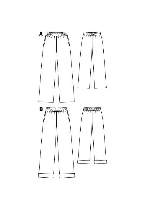 Pattern Straight-cut trousers with an elastic waistband (Burda 6/2011, pattern number 114 B)