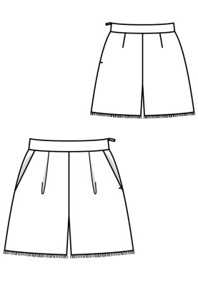 Pattern Shorts spacious with pleats at the waist (Burda 6/2018, pattern number 105 B)