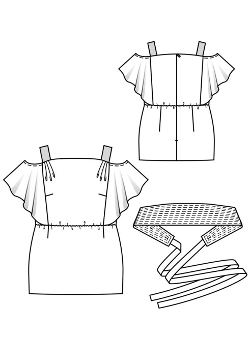 Выкройка Блуза на широких бретелях (Burda 4/2018, № выкройки 122)