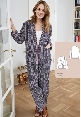 Pattern Jacket in a pajama style with a shawl collar (I love to sew 1/2019, pattern number 107)