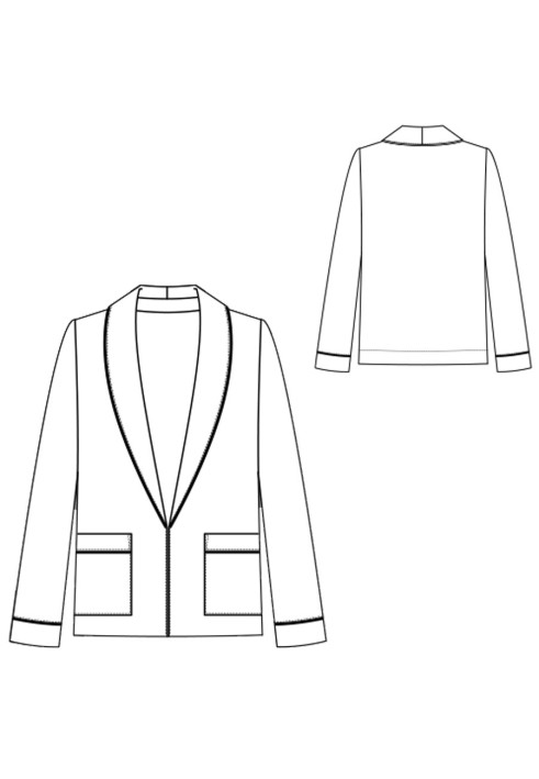 Pattern Jacket in a pajama style with a shawl collar (I love to sew 1/2019, pattern number 107)