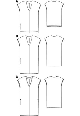 Выкройка Платье прямого кроя с V-образным вырезом (Burda 5/2012, № выкройки 101 C)