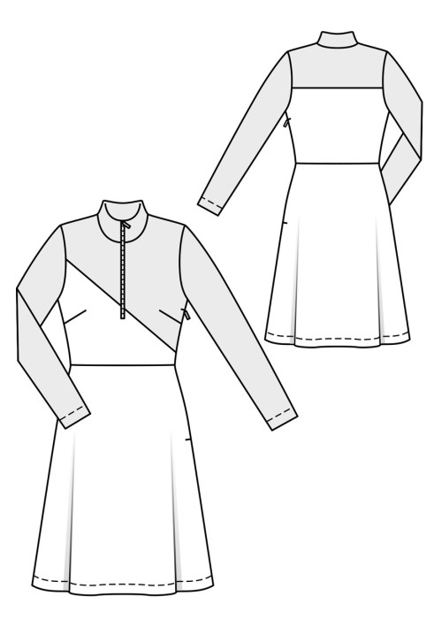 Pattern Dress in a sports style with a high collar (Burda 11/2017, pattern number 118)