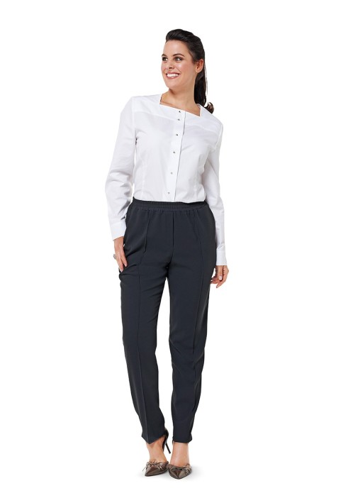 Pattern Pants on an elastic waist with arrow pleats (Burda 2/2014, pattern number 6859 A)