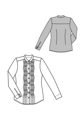 Выкройка Блуза-рубашка с фигурными защипами (Burda 2/2016, № выкройки 6578 B)