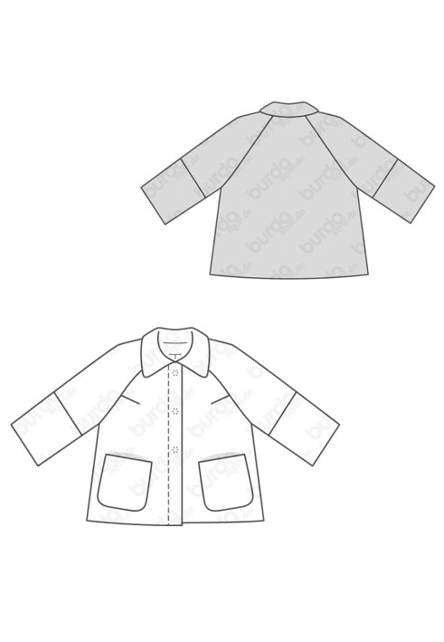 Pattern A-line jacket with turn-down collar (Burda 2/2018, pattern number 6372 B)