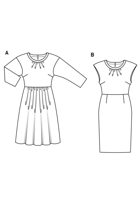 Выкройка Платье отрезное с приспущенной линией плеч (Burda 2/2019, № выкройки 6288 A)