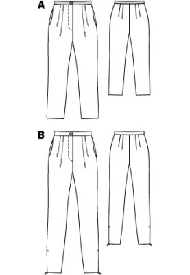 Pattern Pants of a narrow cut with pleats at the waist (Burda 2/2012, pattern number 103 A)