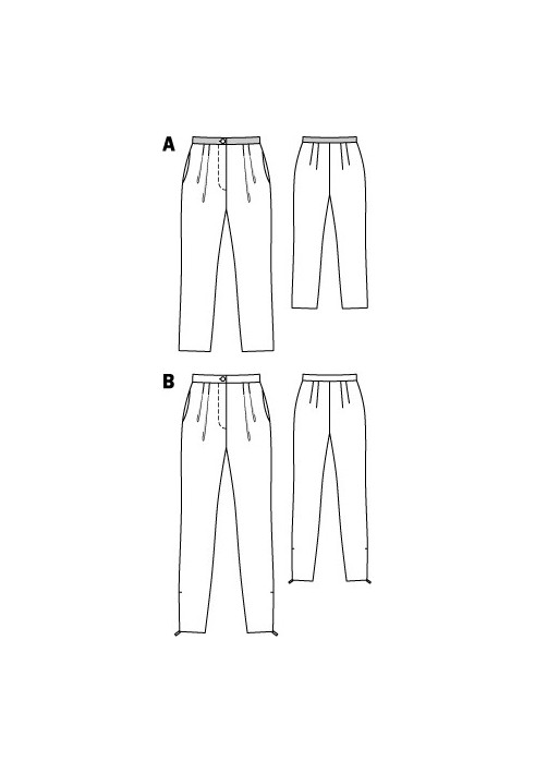 Pattern Pants of a narrow cut with pleats at the waist (Burda 2/2012, pattern number 103 A)