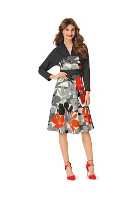 Pattern Dress with bat sleeves and stand-up collar (Burda 2/2016, pattern no. 6564 B)