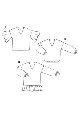 Выкройка Туника свободного кроя с широкой оборкой (Burda 2/2019, № выкройки 6266 B)