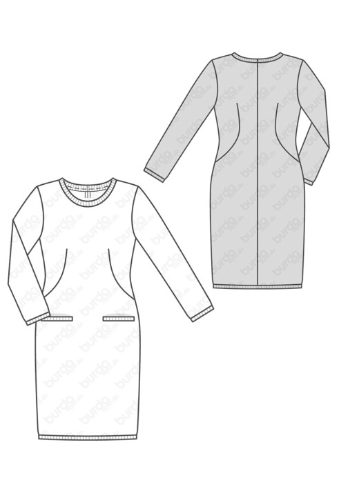 Pattern Knitted dress with oblique folds (Burda 2/2016, pattern number 6604 A)