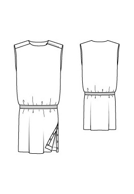 Pattern Dress of a simple cut made of crepe satin (Burda 7/2012, pattern number 107)