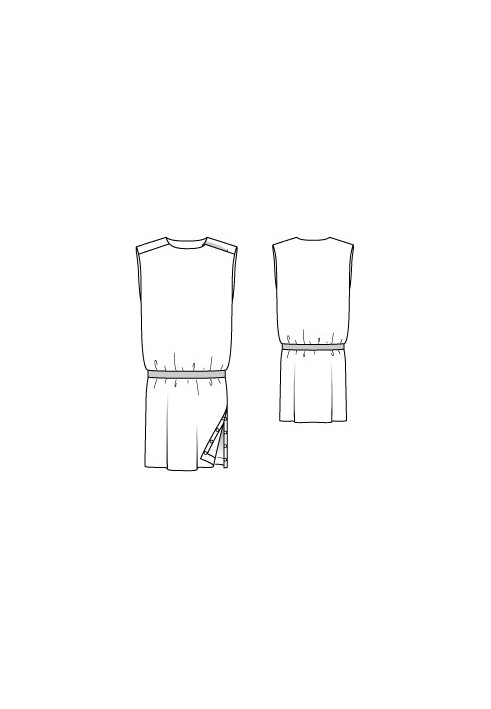 Pattern Dress of a simple cut made of crepe satin (Burda 7/2012, pattern number 107)