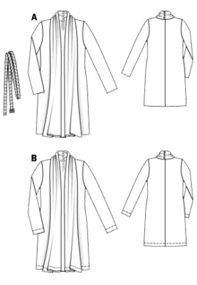 Pattern Long jacket made of knitted fabric (Burda 1/2011, pattern number 126 B)