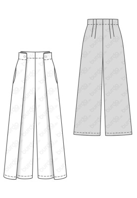 Pattern Marlene trousers with original pleats (Burda 1/2017, pattern number 6544 A)