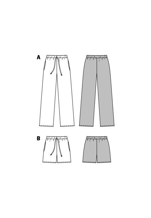 Pattern of shorts of a simple cut with a drawstring (Burda 2/2015, pattern number 6735 B)