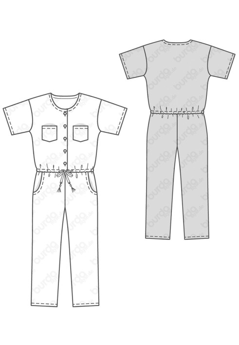 Pattern Denim overalls with short sleeves (Burda 1/2018, pattern number 9343 B)