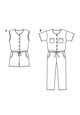 Pattern Denim overalls with short sleeves (Burda 1/2018, pattern number 9343 B)