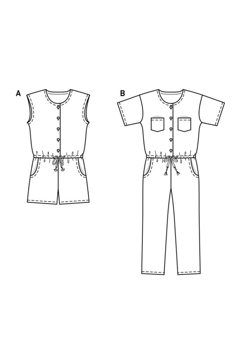 Pattern Denim overalls with short sleeves (Burda 1/2018, pattern number 9343 B)