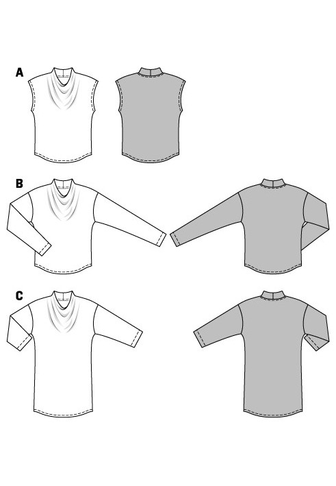 Выкройка Пуловер без рукавов с цельнокроеным воротником (Burda 2/2015, № выкройки 6695 A)