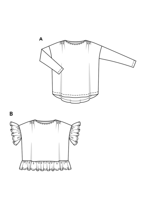 Викрійка Пуловер oversize зі зборками на плечах (Burda 2/2019, № викрійки 6280 A)