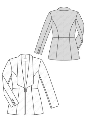 Pattern Jacket of a fitted silhouette with a shawl collar (Burda 2/2018, pattern number 6376 A)