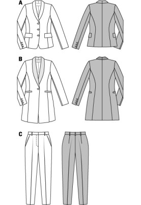 Pattern Jacket of a fitted silhouette with a shawl collar (Burda 1/2014, pattern number 6898 A)