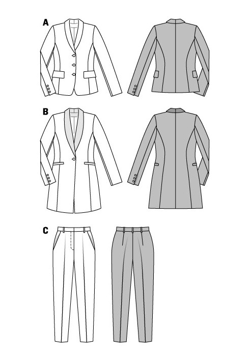 Pattern Jacket of a fitted silhouette with a shawl collar (Burda 1/2014, pattern number 6898 A)