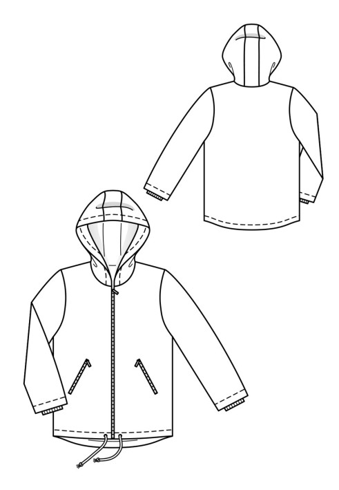 Pattern Straight cut jacket with a hood (Burda 8/2018, pattern number 129 A)