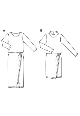 Викрійка Сукня відрізна трикотажна з довгими рукавами (Burda 2/2018, № викрійки 6362 B)