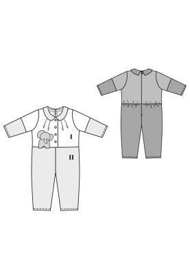 Pattern Jumpsuit with long sleeves and turn-down collar (Burda 2/2016, pattern number 9370 C)