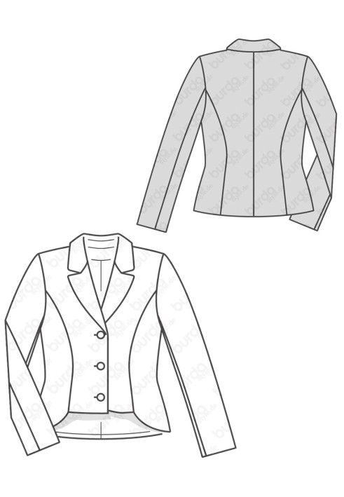 Pattern Jacket of a fitted silhouette with an elongated back (Burda 2/2016, pattern number 6582 A)