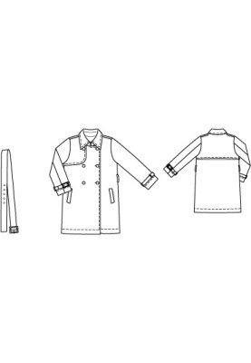 Trench coat pattern with a flared collar and belt (Burda 2/2010, pattern number 141 B)