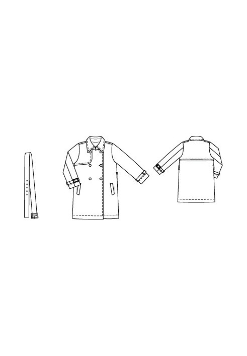 Trench coat pattern with a flared collar and belt (Burda 2/2010, pattern number 141 B)