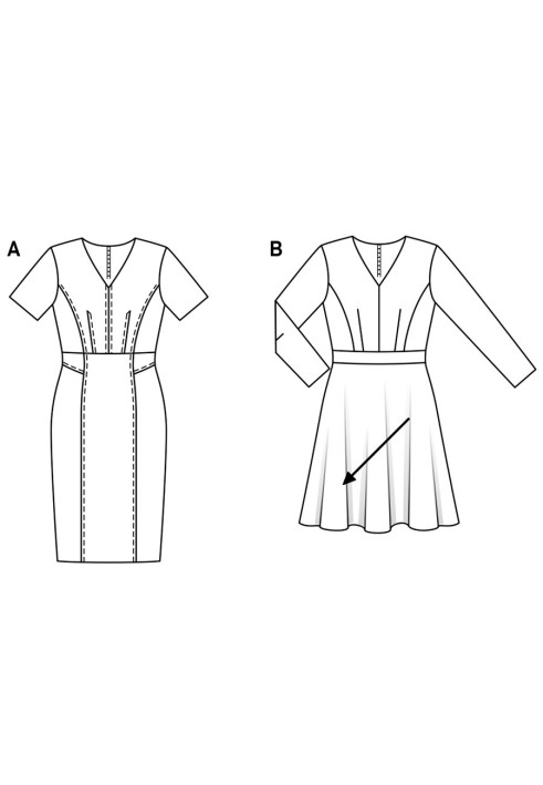 Викрійка Сукня-футляр з короткими рукавами (Burda 2/2019, № викрійки 6279 A)