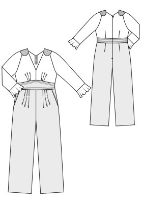 Pattern Jumpsuit with a V-neckline and ruffles (Burda 12/2017, pattern number 126)