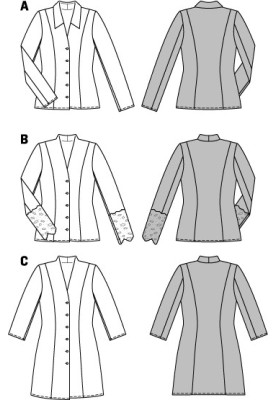 Выкройка Блуза-жакет приталенного кроя с воротником-стойкой (Burda 1/2014, № выкройки 6909 C)
