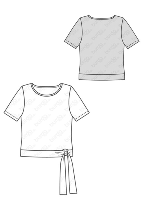 Pattern Straight cut T-shirt with ties (Burda 1/2018, pattern no. 6427 B)