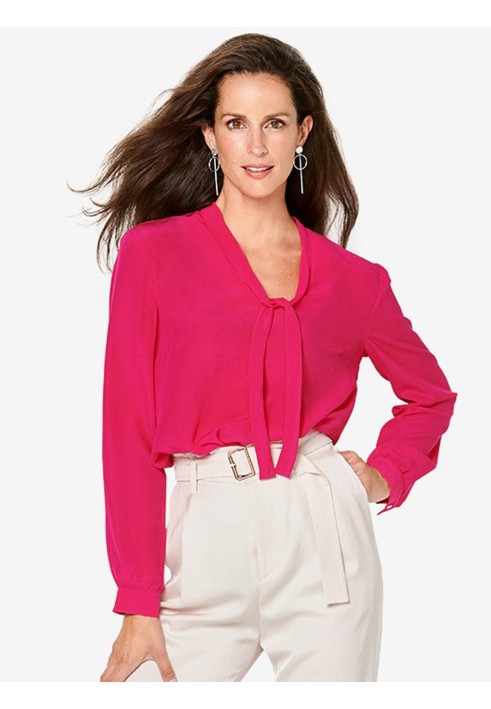 Pattern Blouse of a simple cut with a narrow tie collar (Burda 1/2020, pattern number 6230 B)