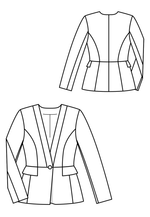 Выкройка Жакет с баской и глубоким V-образным вырезом (Burda 11/2018, № выкройки 119)